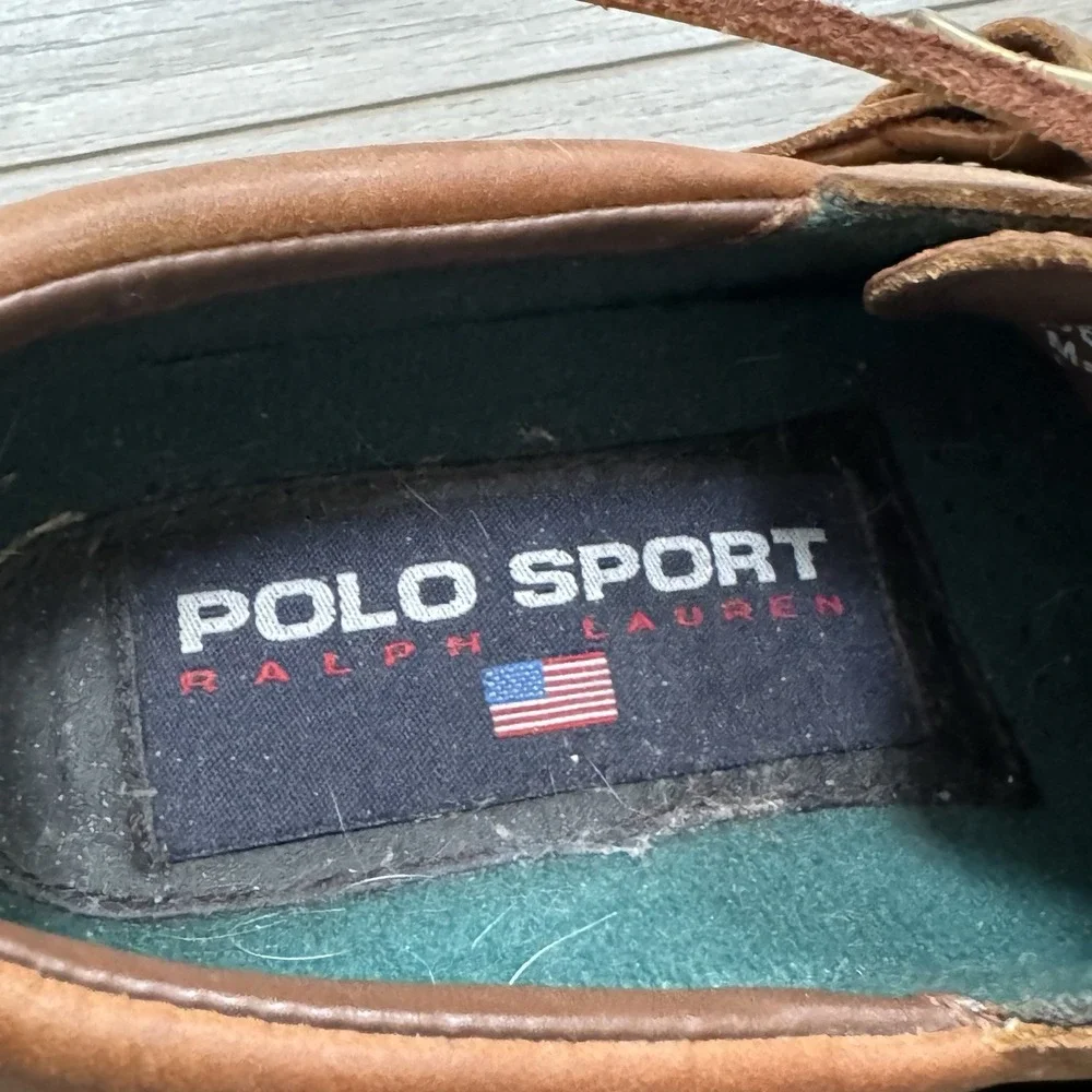 Vtg Ralph Lauren Polo Sport Weatherproof‎ Leather Rubber Slip On Duck Boots 5.5